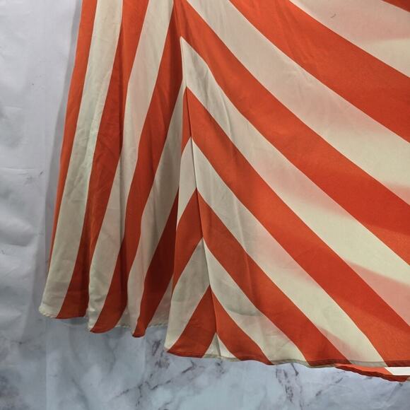 Mare Ware Skirt Womens XS Orange Stripe Midi Circle Diagonal 50s Long Isla - Picture 10 of 12